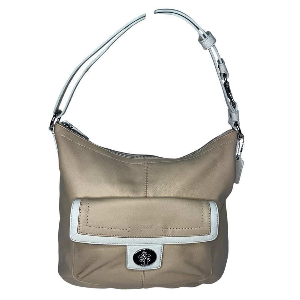 NWOT! Coach Penelope Pebbled Putty White Leather Shoulder Purse C1276--F19045